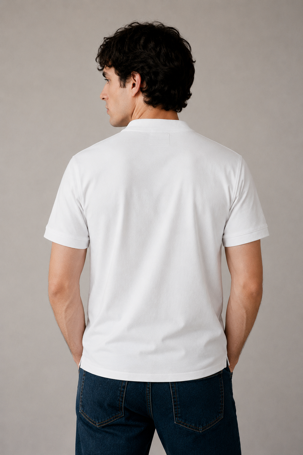 Playeras Polo Para Hombre Cuello Mao Spandex APMAO Blanco