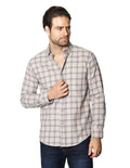 Camisas Para Hombre Manga Larga de Cuadros B45124 Beige