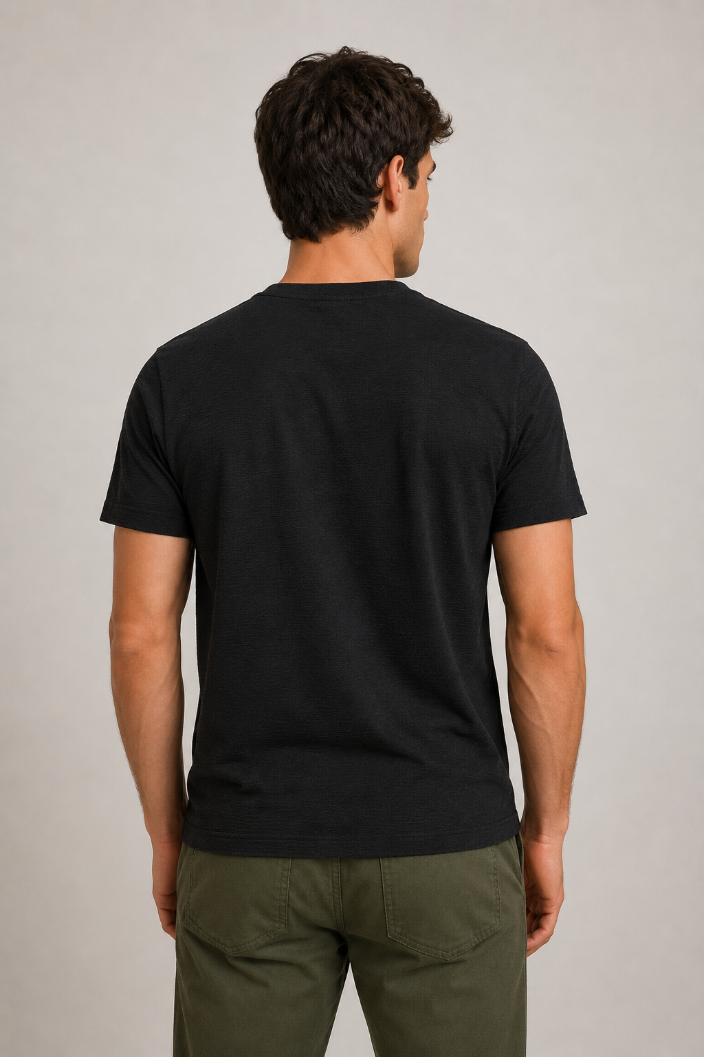 Playeras Para Hombre Manga Corta Con Textura A61304 Negro