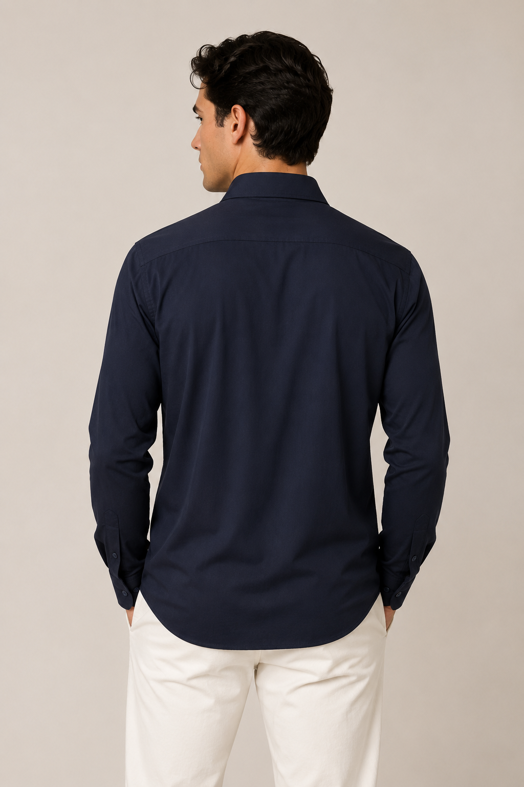 Camisas Para Hombre Jersey Super Stretch De Punto Non Iron B55402 Marino