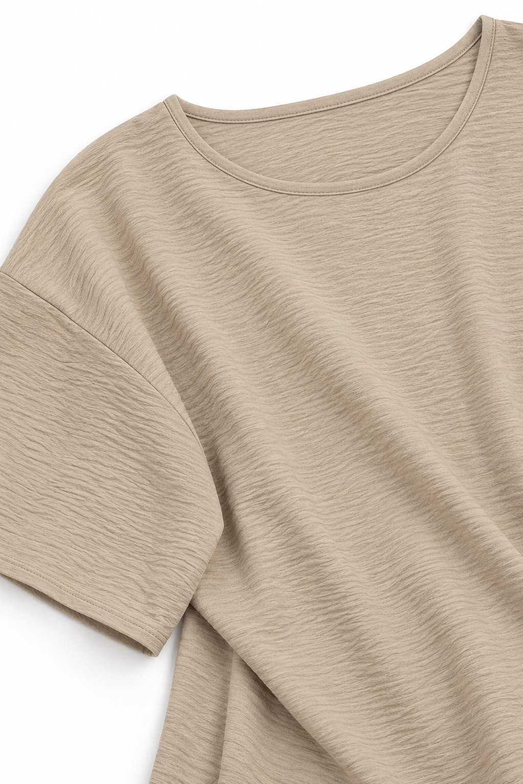 Blusas Para Mujer Asimétrica De Tela Fruncida Oversize N63115 Beige