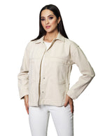 Chamarras Para Mujer Chaqueta Oversize Lisa Con Abertura Q33108 Hueso