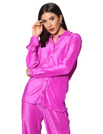 Blusas Para Mujer Camisera Corrugada De Manga Larga N41100 Fiusha