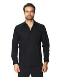 Camisas Para Hombre Manga Larga Slim Fit Negro BPOPST