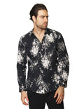 Camisas Para Hombre Manga Larga Estampada B45538 Negro