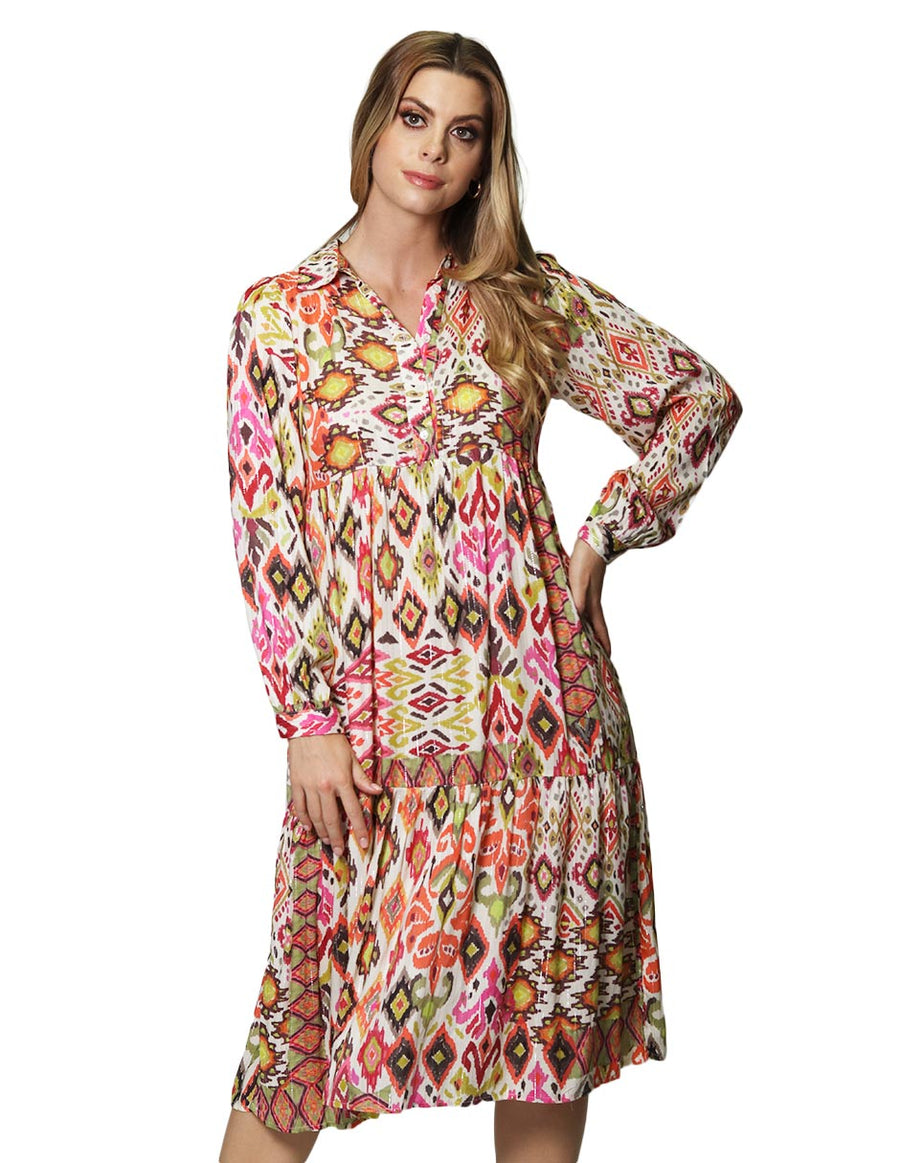 Vestido Estampado Para Mujer, Vestido Liso, Vestido Manga Larga, Vestido  Cuello en V, Vestido Con Cinturón de Tela, Estampado Floral, Moda de Mujer