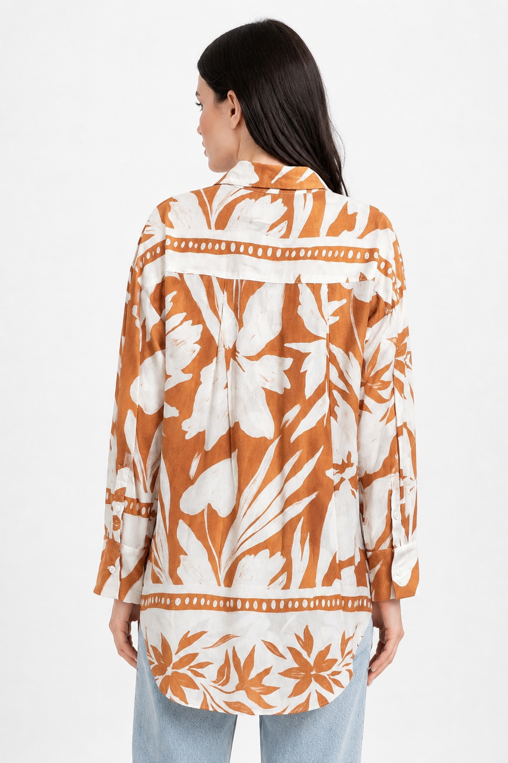 Blusas Para Mujer Floreada Oversize N61103 Naranja