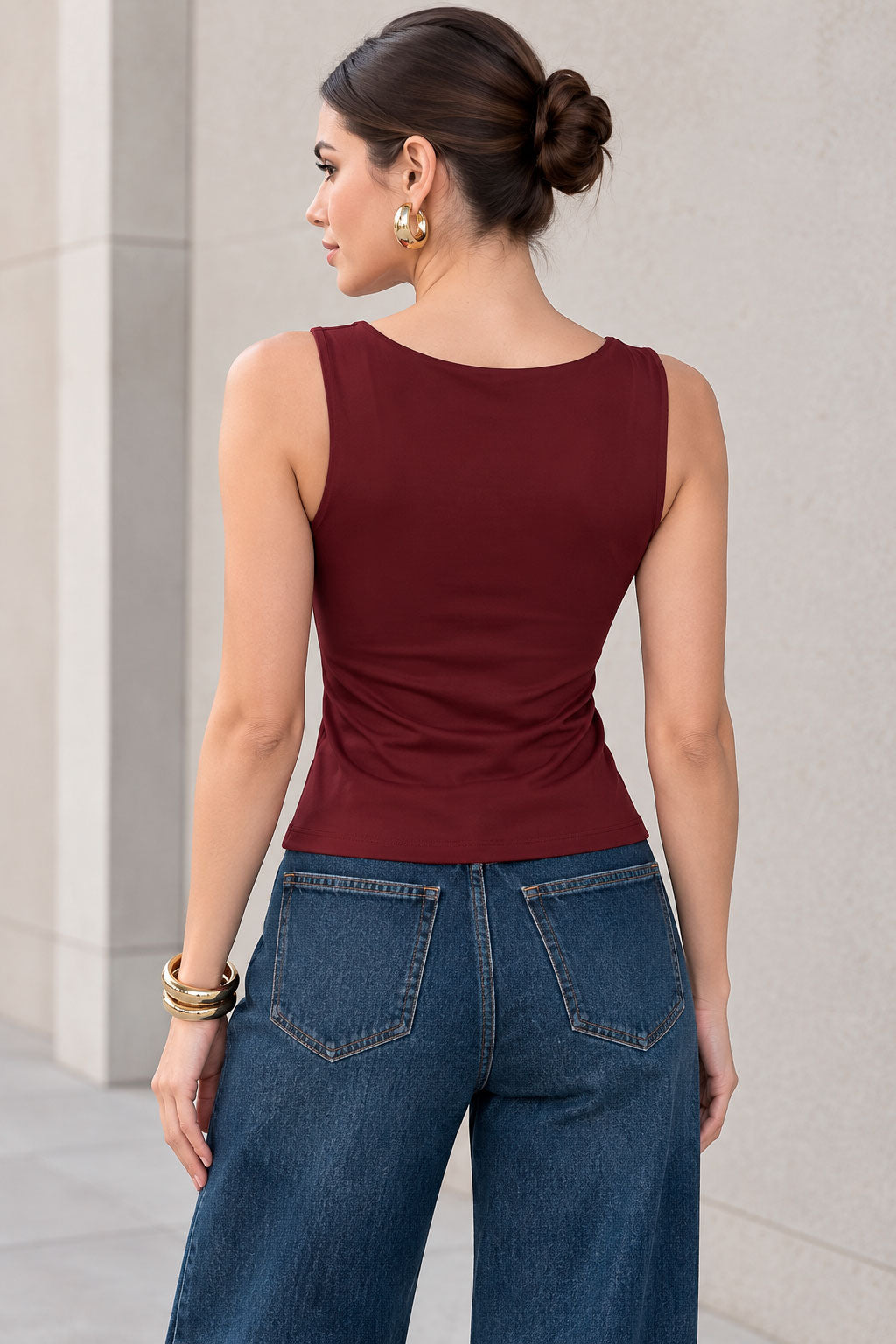 Blusas Para Mujer Sin Mangas Básica De Licra N63110 Vino