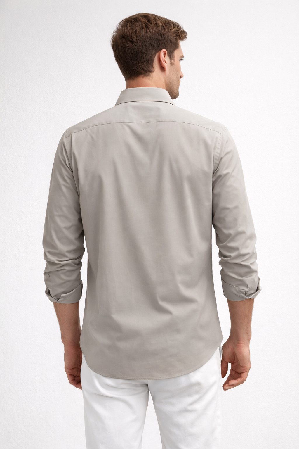 Camisa para Hombre Super Stretch Sin Costura Antiarrugas B61402 Beige