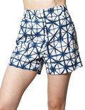 Shorts Para Mujer Bobois Moda Casuales Tipo Lino De Tiro Alto Tie Dye Y41101 Azul