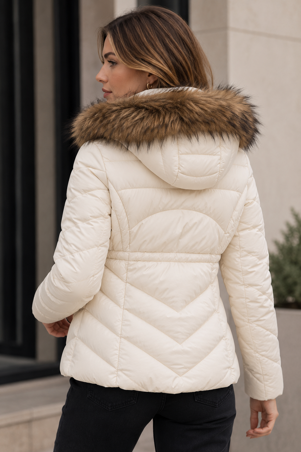 Chamarras Para Mujer Acolchonada Con Peluche Q33200 Crema