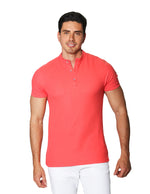 Playeras Polo Para Hombre Lisa De Manga Corta Cuello Mao APCMAO Coral