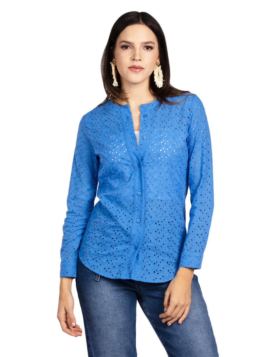 Blusas Para Mujer Manga Larga Cuello Redondo Bordada N31146 Rey