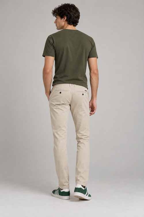 Pantalones Para Hombre Chino Algodón Stretch GWOVEN Beige