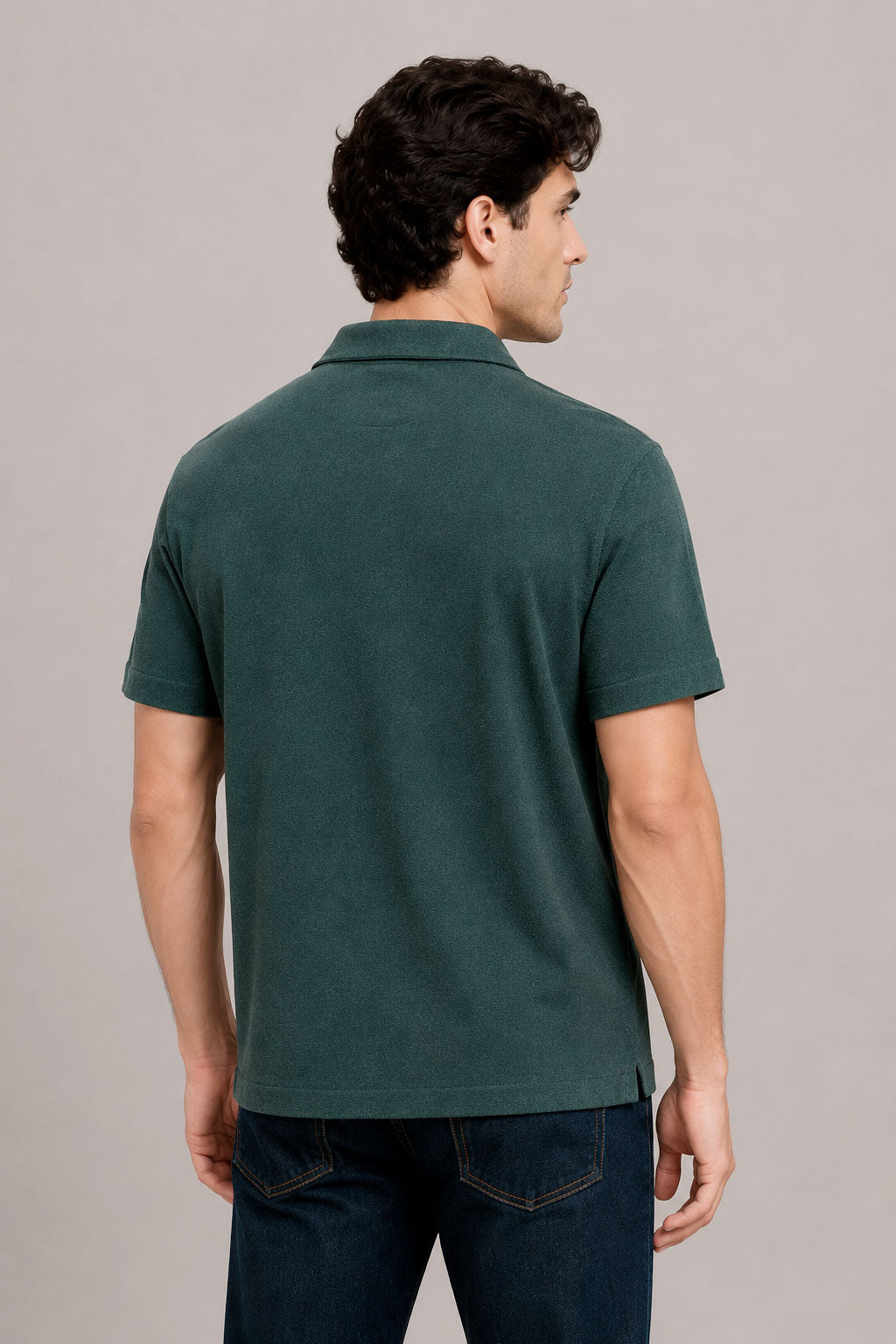 Camisas Para Hombre Manga Corta Tacto Cashmere B65451 Verde