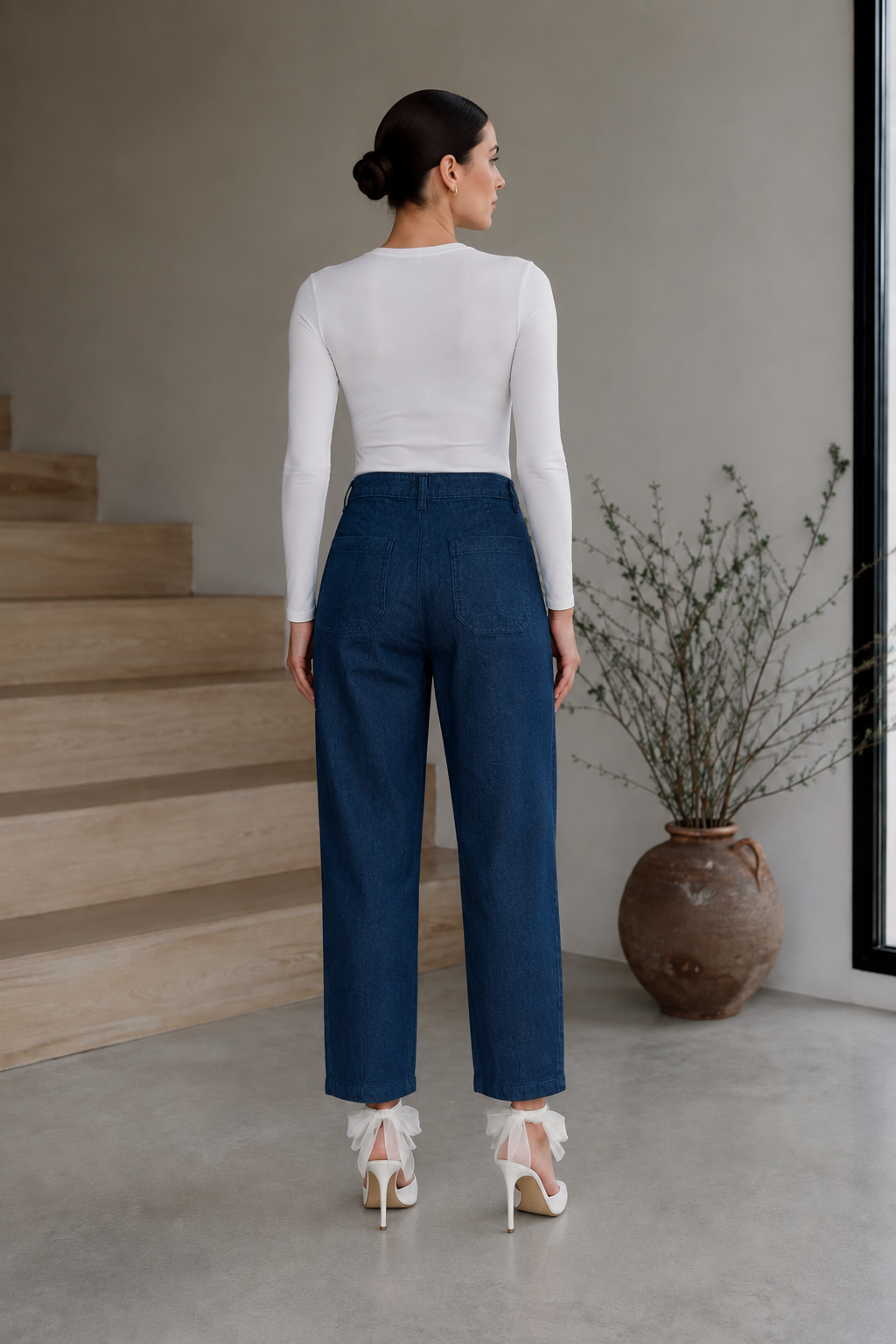 Jeans Para Mujer Mezclilla Delgada Corte Barril V63100 Unico