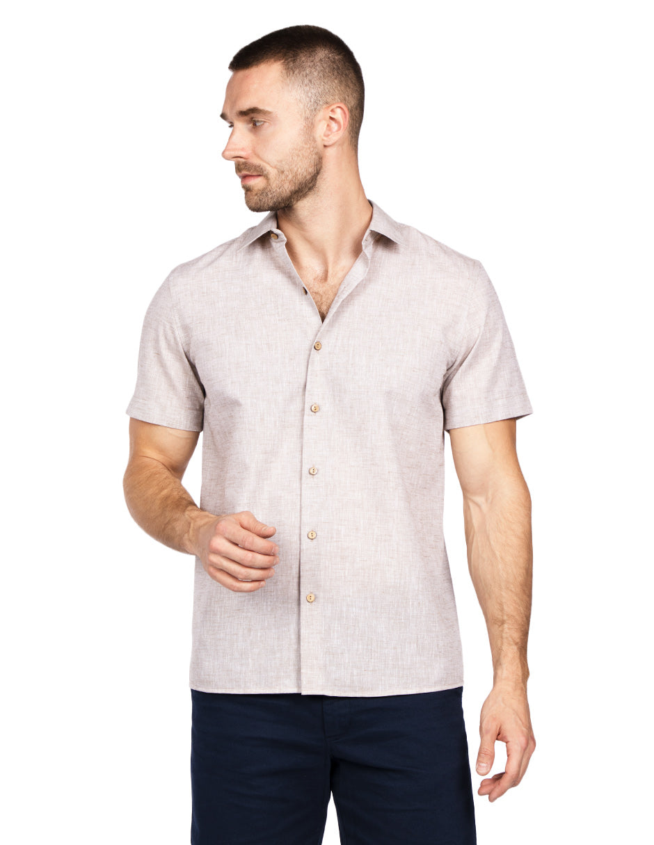 Camisas Para Hombre Estilo Lino B51365 Kaki