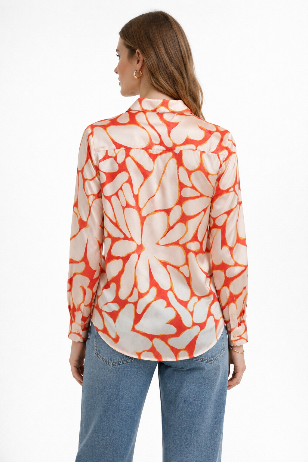 Blusas Para Mujer Camisera Satinada N61106 Naranja