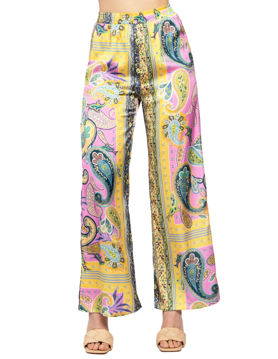 Pantalones Para Mujer Wide Leg Satinado W51129 Rosa