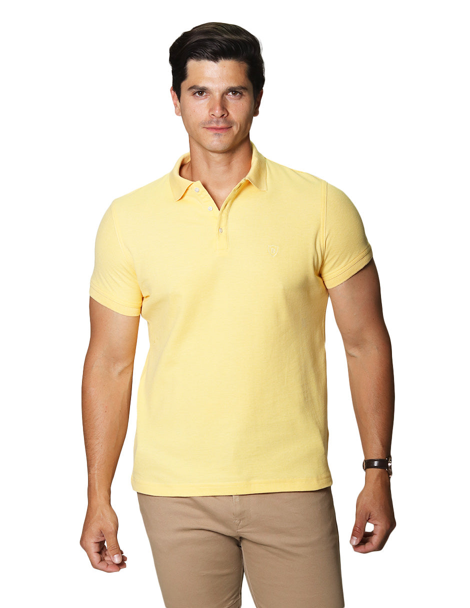 Playeras Polo Para Hombre Manga Corta Basica Bordado APOLOB Amarillo