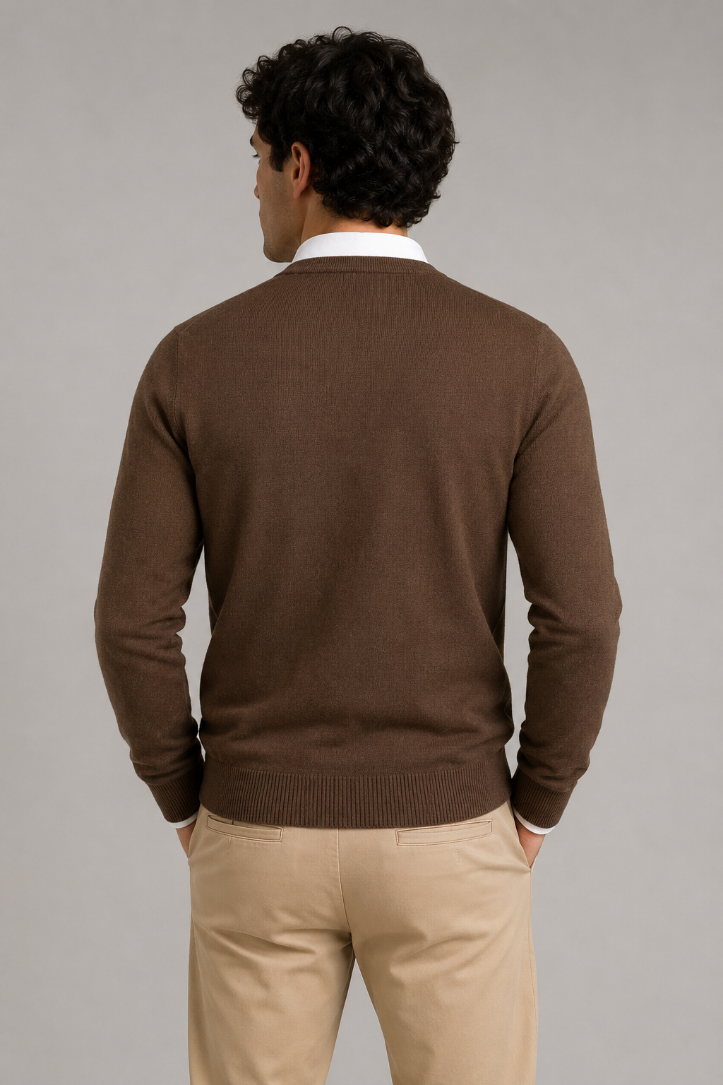 Suéteres Para Hombre Básico de Punto Fino E65301 Chocolate