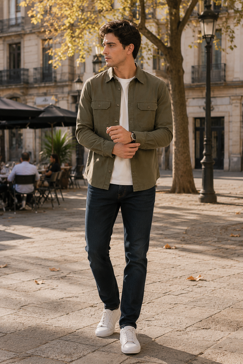 Sobrecamisas Para Hombre Chaqueta Ligera Amplia B65412 Olivo