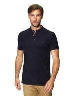 Playeras Polo Para Hombre De Manga Corta Lisa Basica Con Logo Bordado Cuello Mao Slim Fit APCMAB Marino