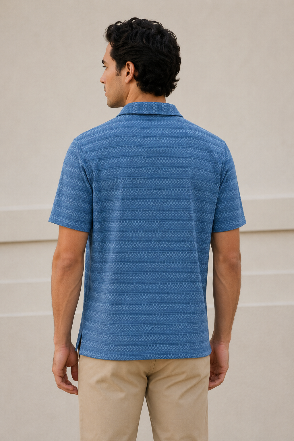 Playera Polo para Hombre Casual Jacquard Super Stretch A61420 Azul