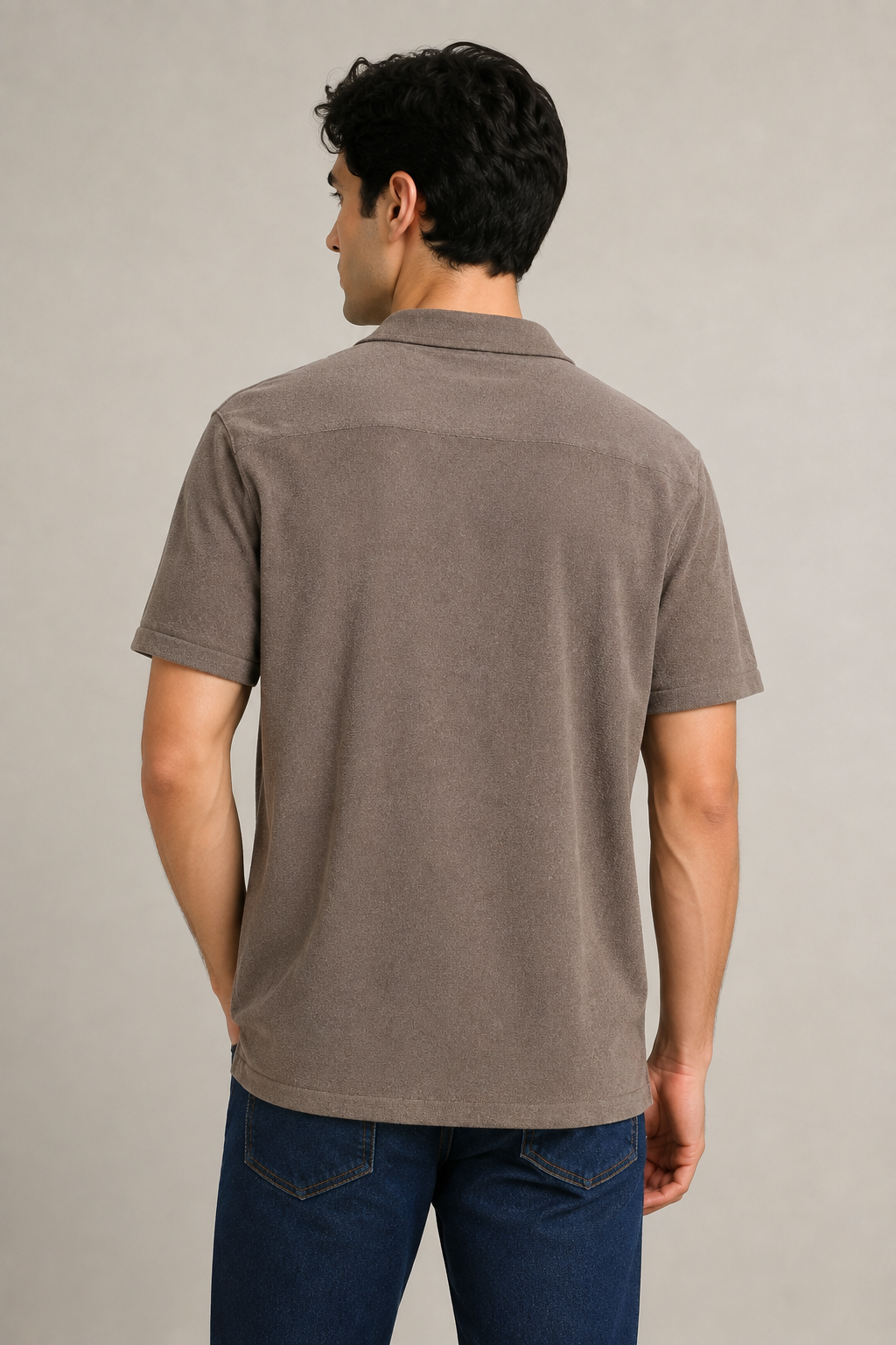 Camisas Para Hombre Manga Corta Tacto Cashmere B65451 Gris