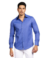 Camisas Para Hombre Slim Fit Microestampado B51314 Azul