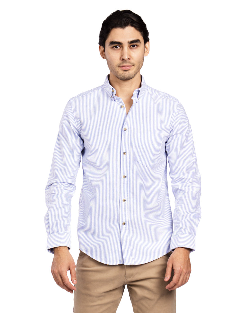 Camisas Para Hombre Regular Fit Oxford B51113 Azul