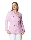 Sacos Para Mujer Bobois Moda Casuales Midi Largo De Seis Botones Con Estampado de Cuadros T41101 Rosa