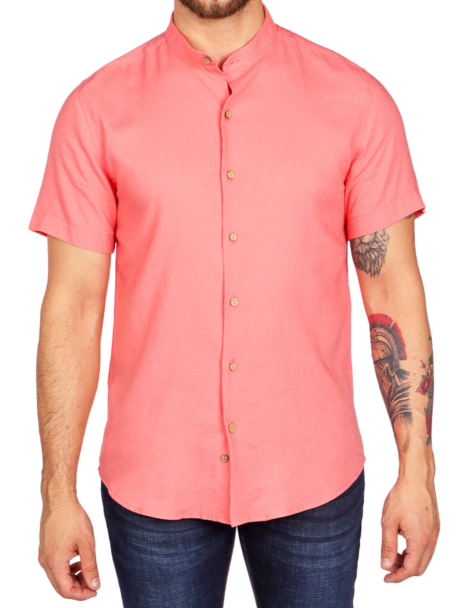 Camisas Para Hombre Relaxed Fit Lino B51373 Melon