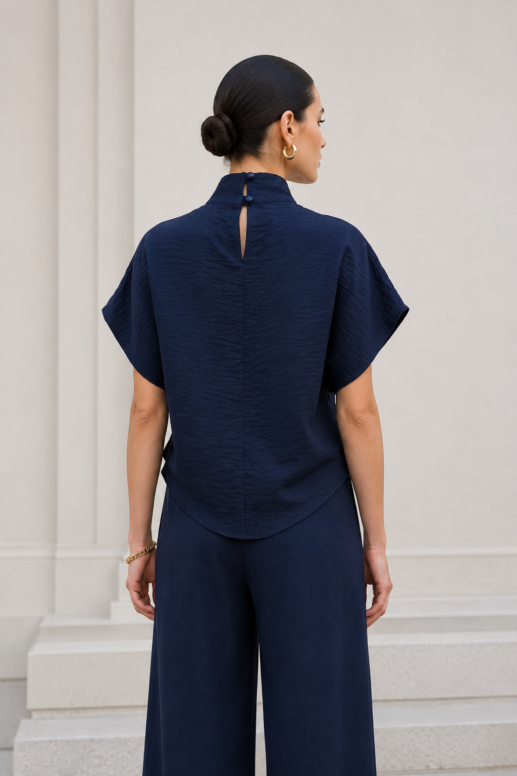 Blusas Para Mujer Cuello Alto Holgada N63124 Marino