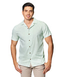 Camisas Para Hombre Bobois Moda Casuales Jackard De Manga Corta Cuello Abierto Relaxed Fit B41378 Verde