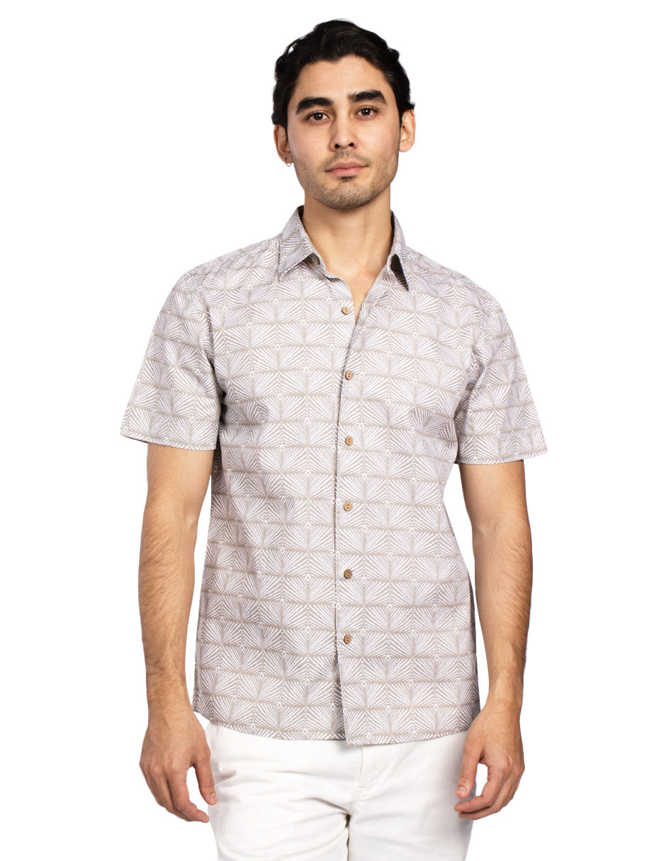 Camisas Para Hombre Estilo Lino B51366 Kaki