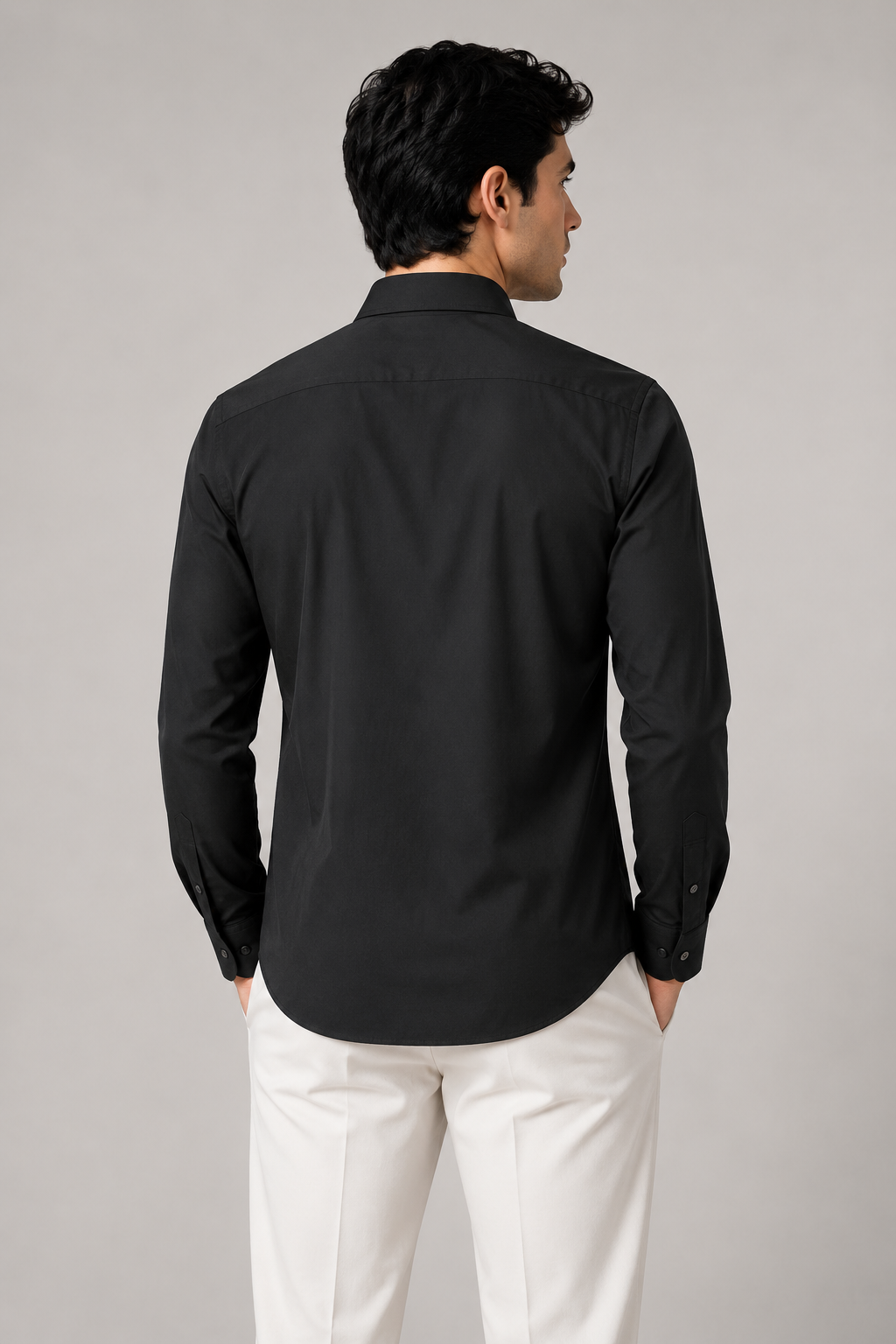 Camisas Para Hombre Formal Básica Lisa Libre de Arrugas B55406 Negro