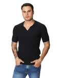 Playeras Polo Para Hombre Tejida Sin Botones A41457 Negro