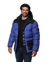 Chamarras Para Hombre Bobois Moda Casuales Chaquetas Puffer Pluma De Ganso Sintetica De Invierno Larga Con Gorro Con Bolsas D35110 Azul