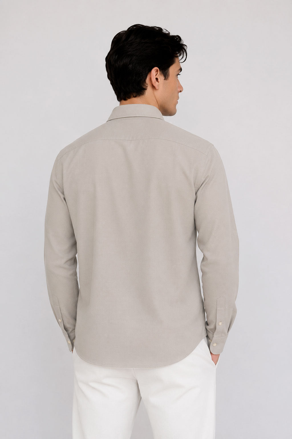 Camisas Para Hombre Super Stretch Con Textura Non Iron B55403 Beige