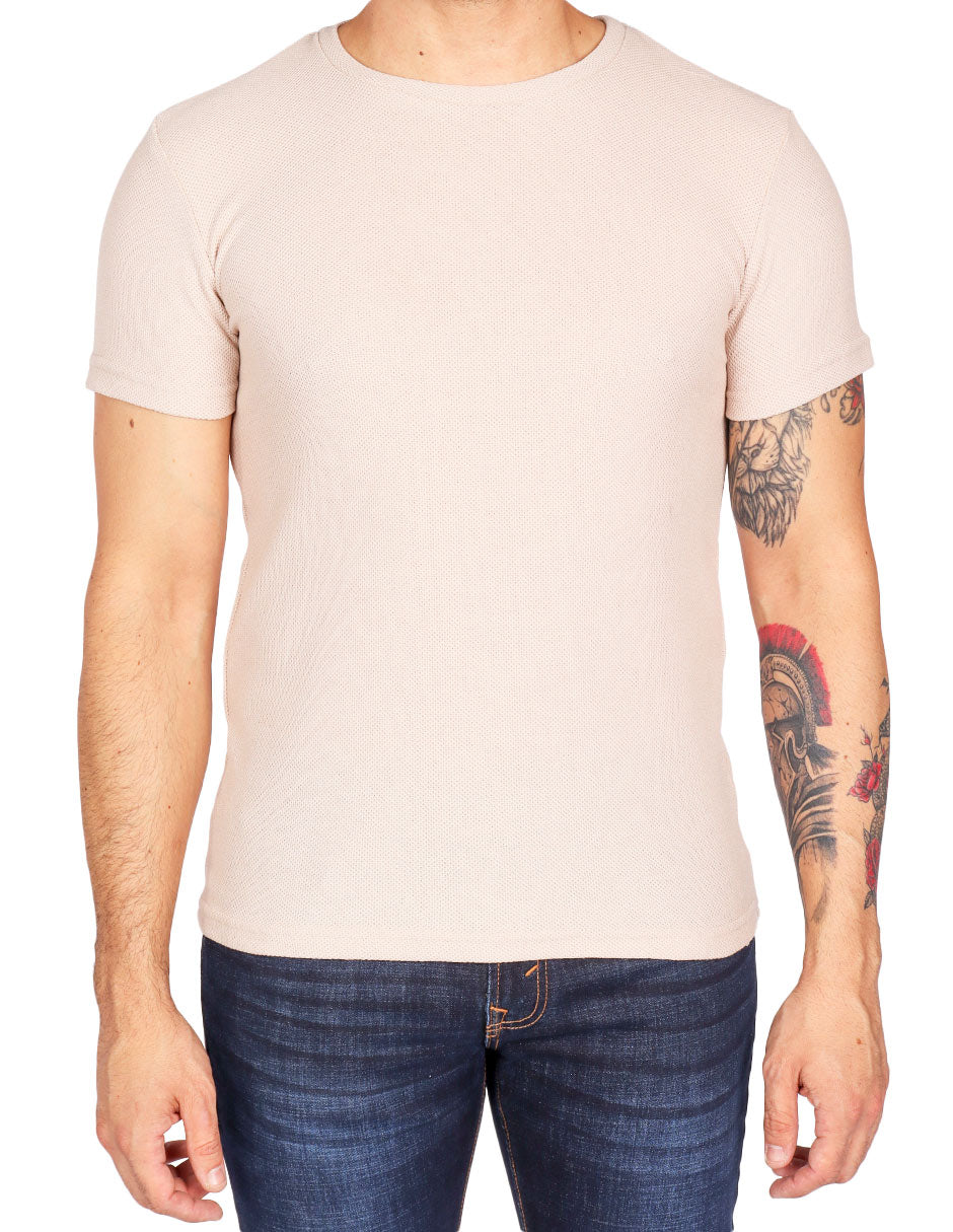Playeras Para Hombre Slim Fit Textura A51303 Kaki
