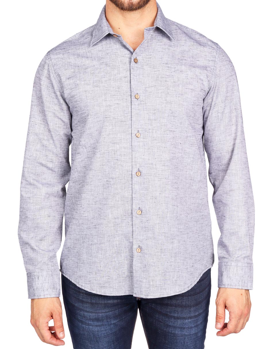 Camisas Para Hombre Tipo Lino Regular Fit B51321 Gris