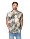 Camisas Para Hombre Bobois Casuales Moda Manga Corta Estampada Tropical Relaxed Fit B32393 Kaki