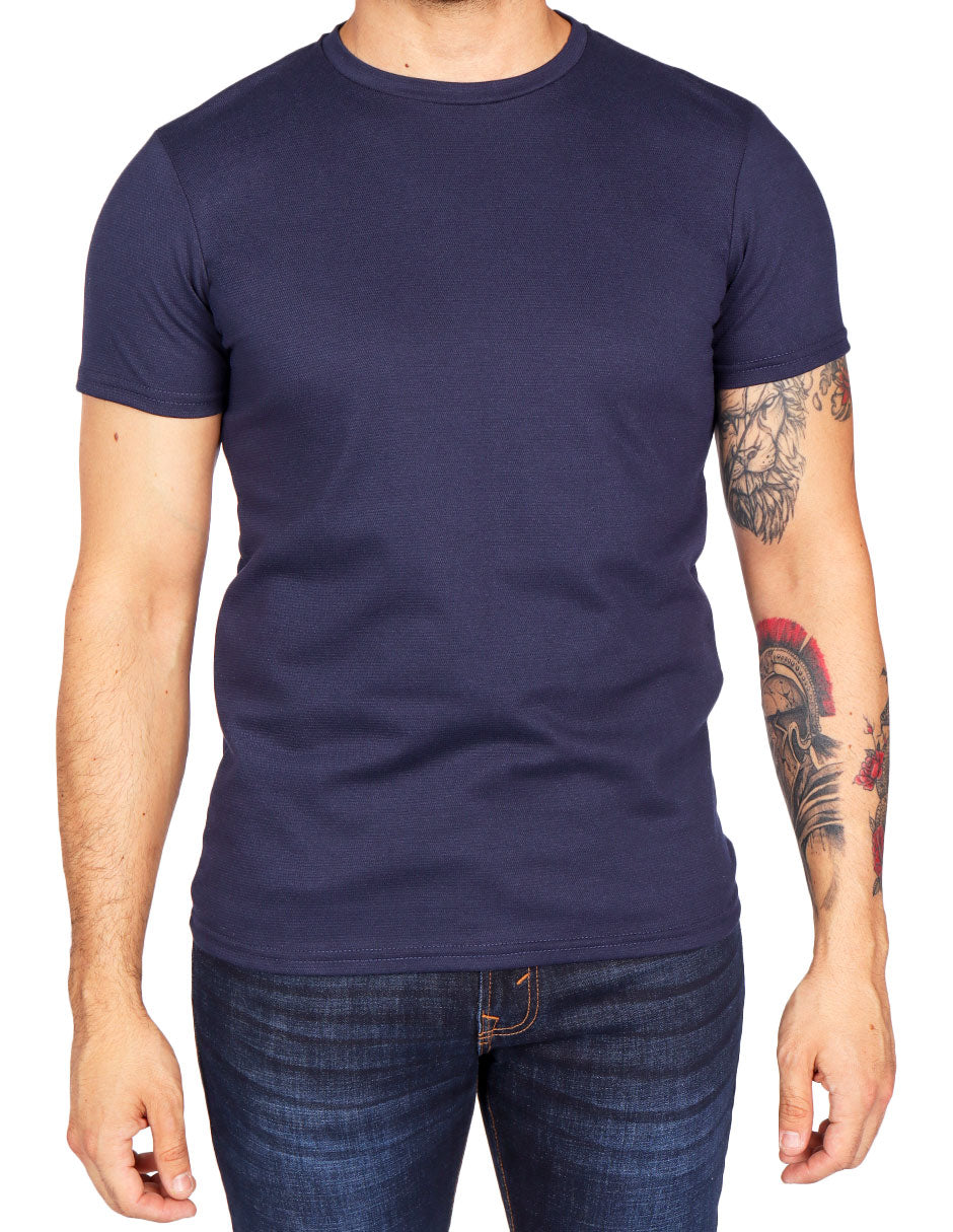 Playeras Para Hombre Slim Fit Microcostura A51301 Marino