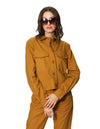 Chamarras Para Mujer Corta Bolsillos Q43100 Ocre