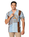 Camisas Para Hombre Bobois Moda Casuales De Manga Corta Con Estampado Relaxed Fit B41556 Azul