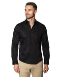 Camisas Para Hombre Manga Larga Lisa Satinada B45310 Negro