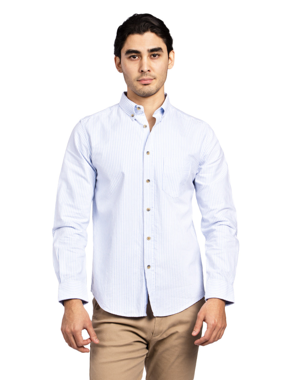 Camisas Para Hombre Regular Fit Oxford B51113 Cielo