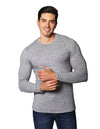 Playeras Para Hombre Bobois Moda Casuales De Manga Larga Lisa Tejida En Lineas Acalanada Con Cuello Redondo Slim Fit A35312 Jaspe
