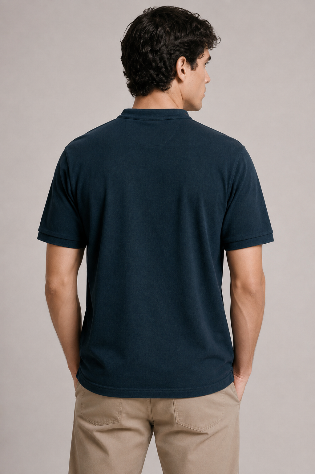 Playeras Polo Para Hombre Cuello Mao Spandex APMAO Marino